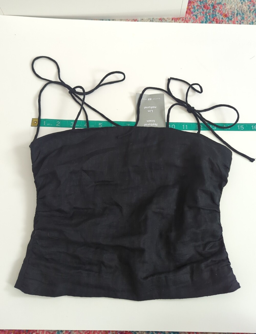 H&M Black Tie-Shoulder Linen-Blend Camisole